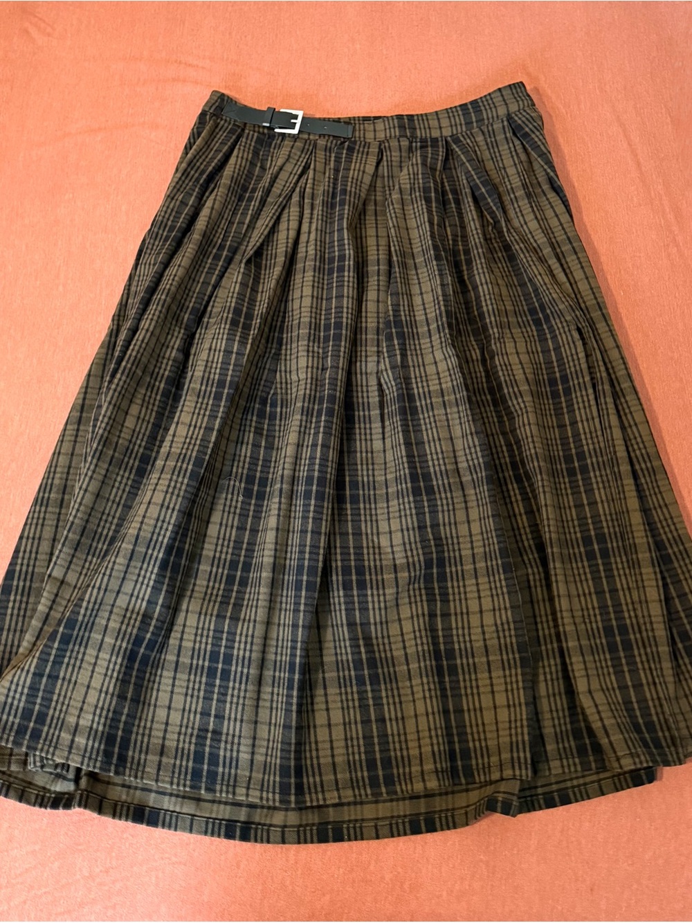 Thorn & Fable Brown & Black Plaid Midi Skirt 100% Cotton Plus Size XL - Picture 3 of 5